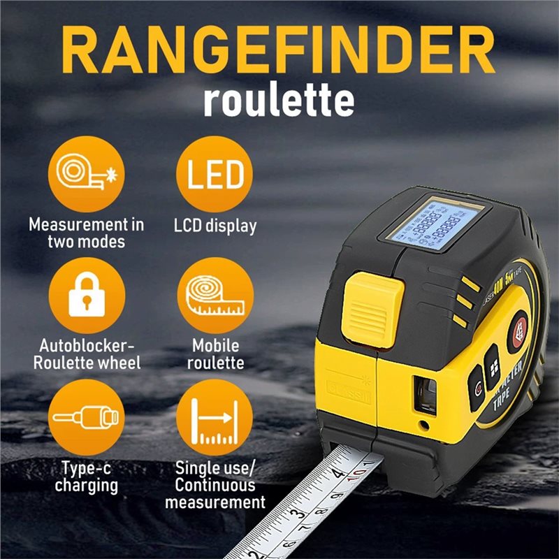 Laser Distance Meter 2 In 1 Tape - Premium Lazer Mezura 2'si 1 Arada