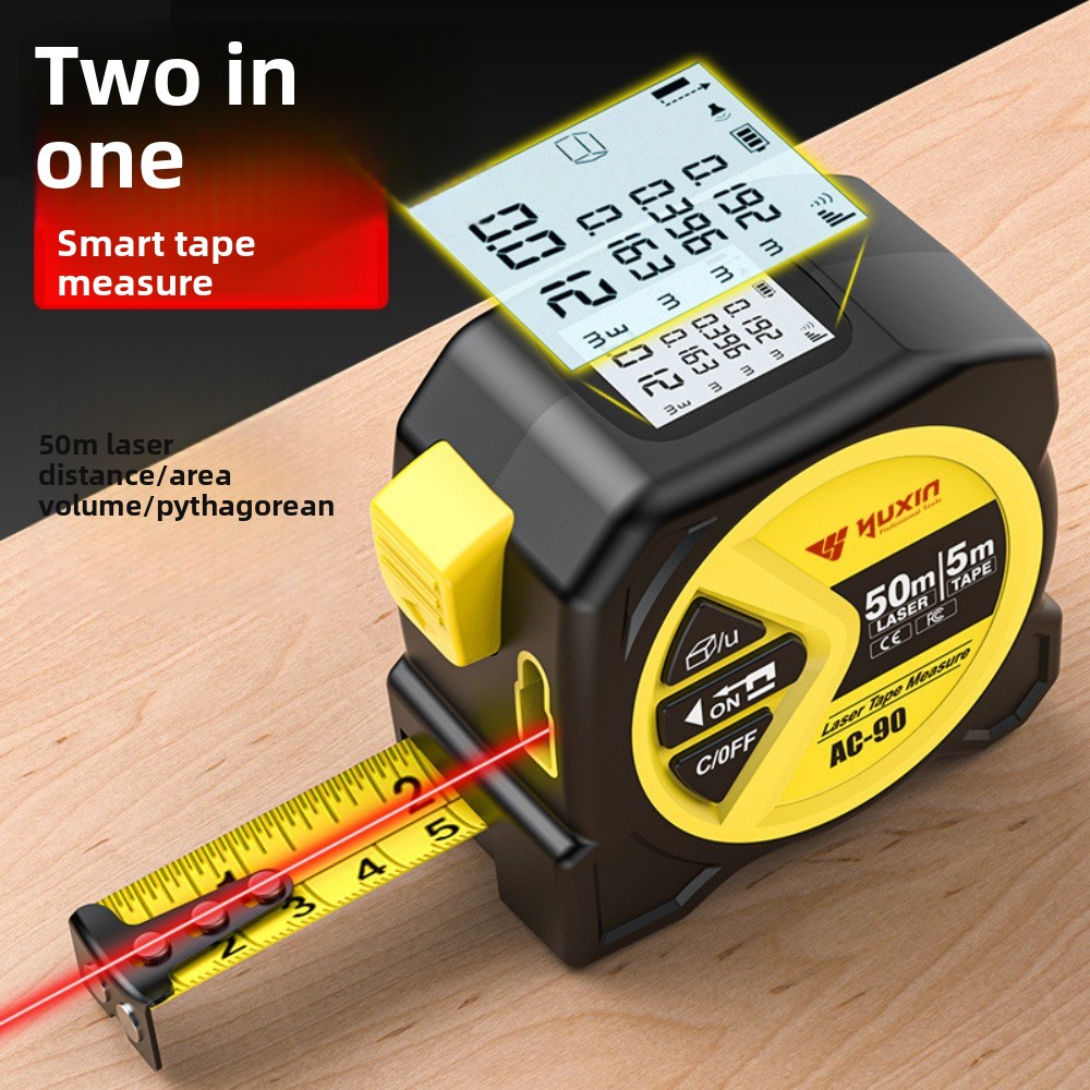Digital Tape Measure 5M Laser - 2'si 1 Arada Lazer Metre 50m