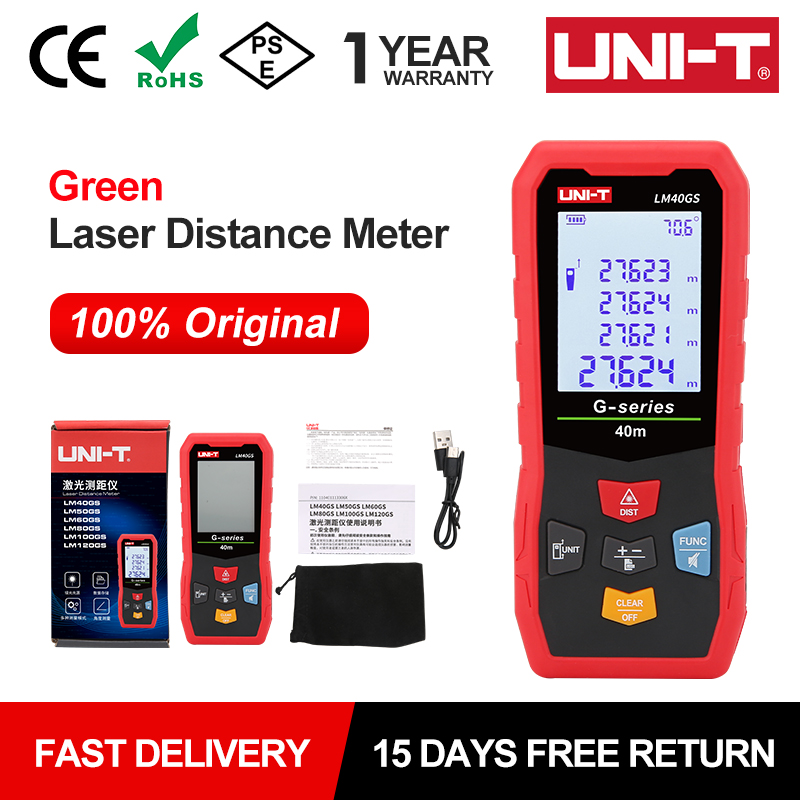 Laser Distance Meter 100M - UNI-T 40m Yeşil Lazer Mesafe Ölçer