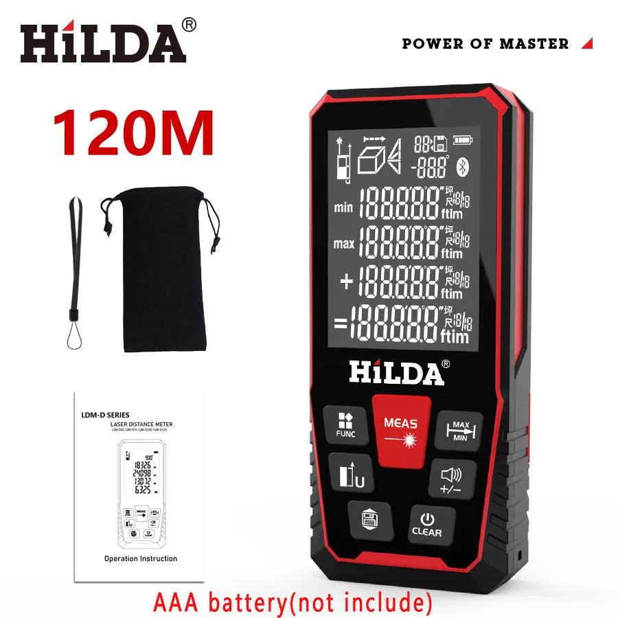 Laser Distance Meter 100M - HILDA lazer mesafe 50M/100M/120M telemetre profesyonel