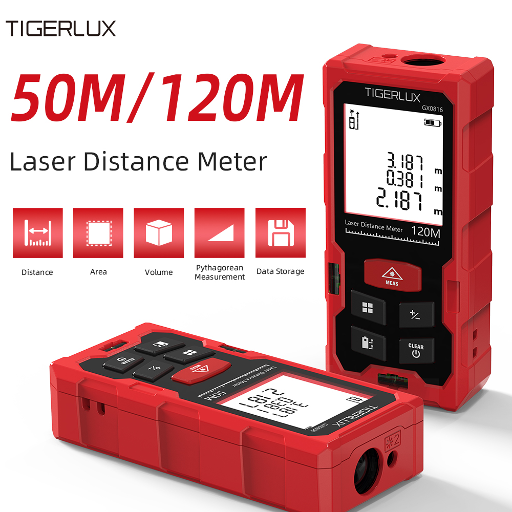 Laser Distance Meter With Bubble Level - Lazer Mesafe Ölçer 50M 120M İki