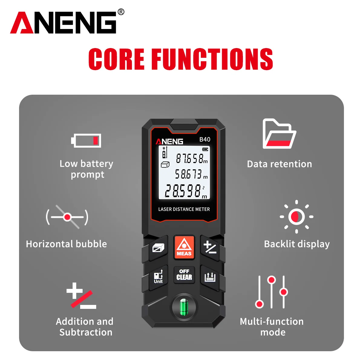 ANENG B40 B60 B80 B100 El Tipi - Laser Measure Area Volume Calculator incelemesi ve fiyatı