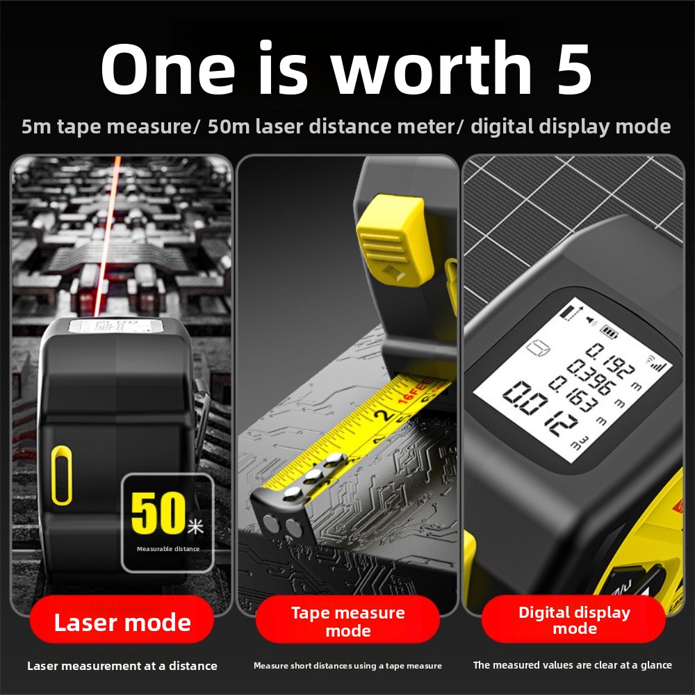 2'si 1 Arada Lazer Metre 50m L - Digital Tape Measure 5M Laser incelemesi ve fiyatı