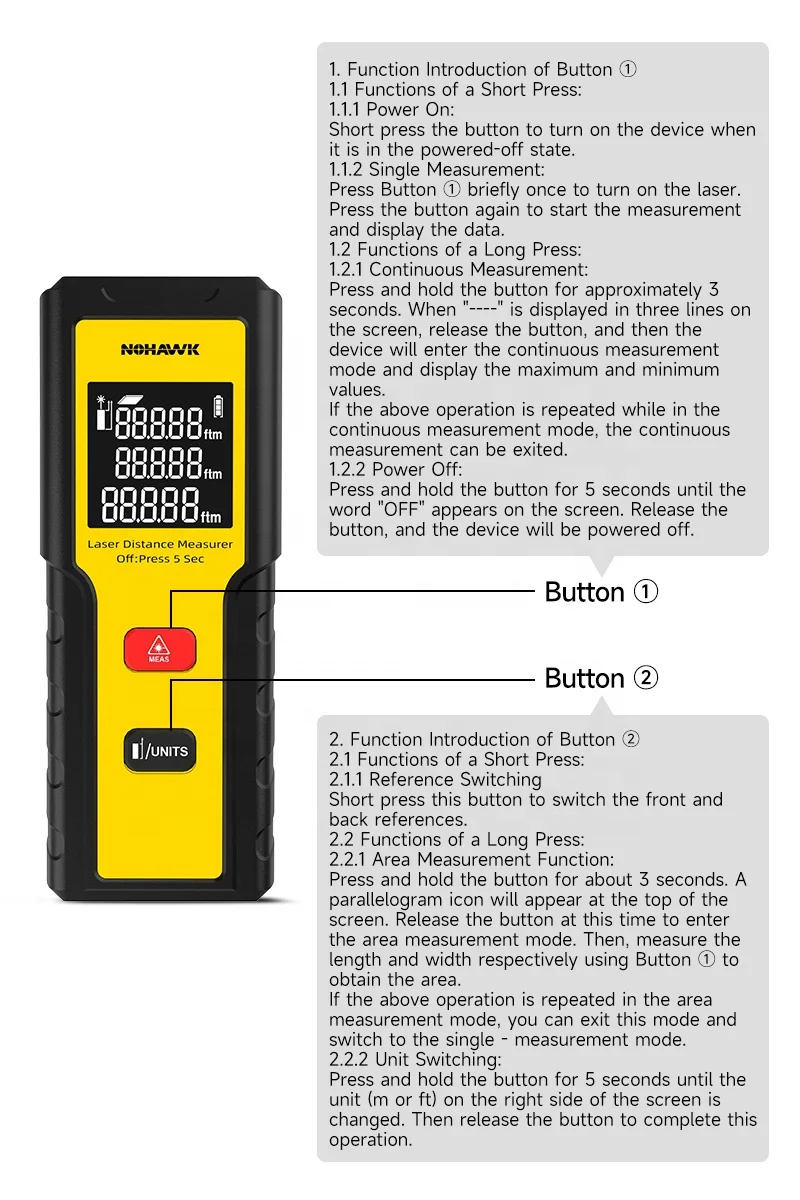 Nohawk 40m Akıllı Elektrikli M - Laser Distance Meter With Bubble Level incelemesi ve fiyatı