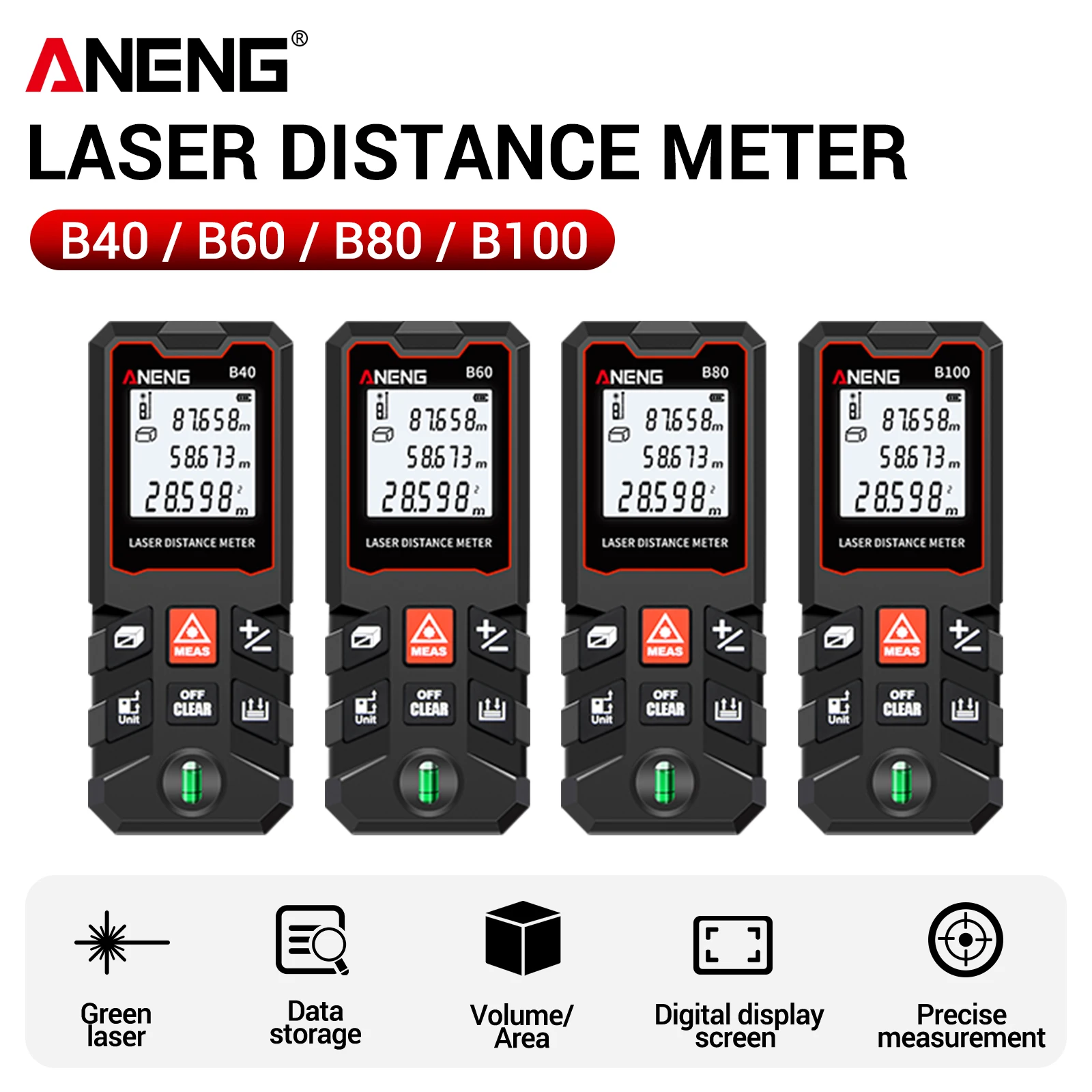 ANENG B40 B60 B80 B100 El Tipi - Laser Measure Area Volume Calculator incelemesi ve fiyatı