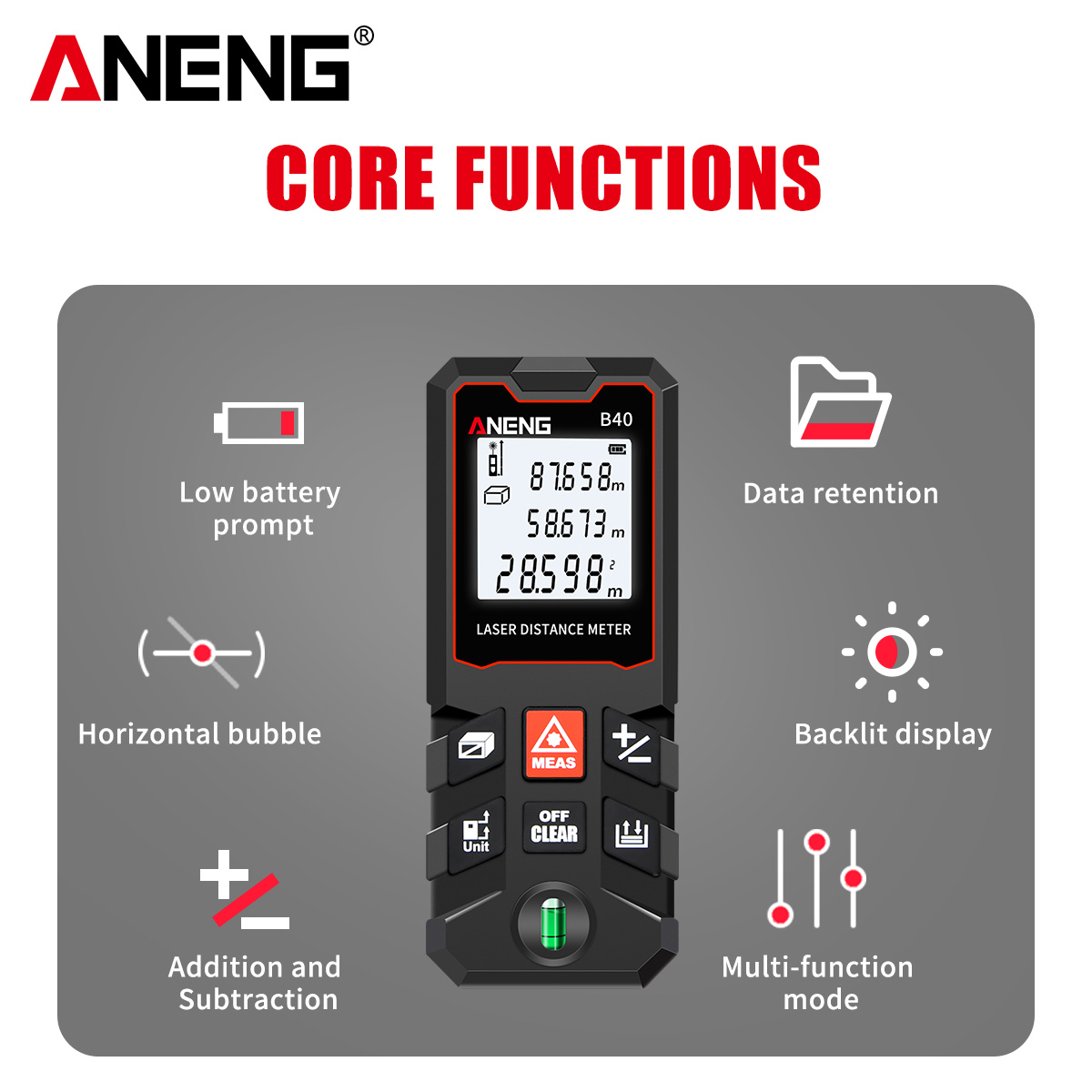 ANENG B40 B60 B80 B100 El Tipi - Laser Measure Area Volume Calculator incelemesi ve fiyatı
