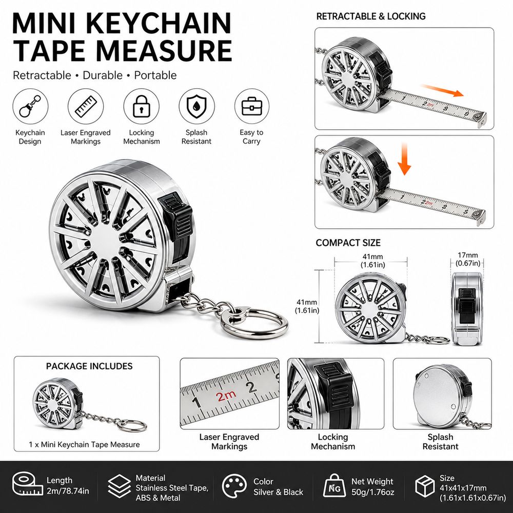 2M Anahtarlık Şerit Metre, Ele - Mini Laser Measure Keychain incelemesi ve fiyatı