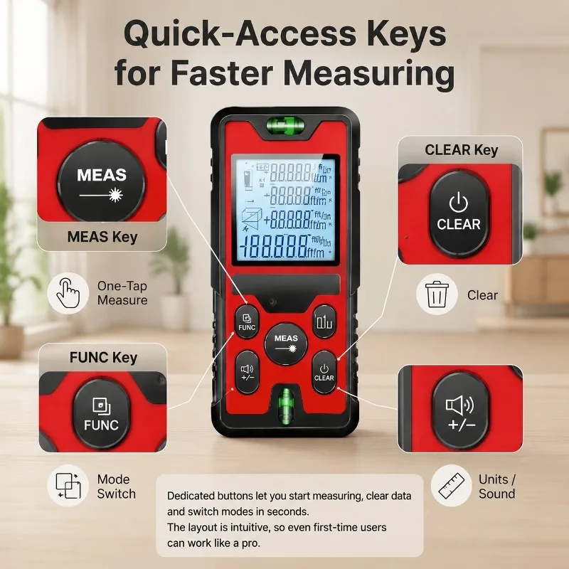 120M Lazer Mesafe Ölçer, USB-C - Laser Distance Meter With Bubble Level incelemesi ve fiyatı